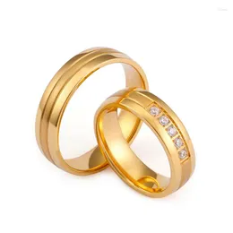 Обручальные кольца Классическая западная золотая пара для мужчин и женщин из нержавеющей стали ювелирные украшения кольцо брака