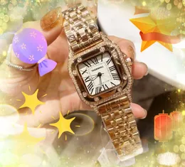 Kobiety Square Roman Tank Series Diamani Diamonds Ring Casual Business Fashion Luksusowy Clock Quartz Watch Relojes de Marca Mujer