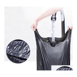Trash Bags Thickened Supermarket Shop Portable Household Black Bag Disposable Vestshape Plastic Garbage Vtky2067 Drop Delivery Home Dh3Im