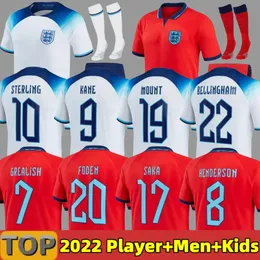 22 23 Maglietta da calcio National Inghilterra da calcio Kit Kit Kit Set uniform 2022 Mondiale Mead Soccer Jersey Kane Sterling Rashford Sancho Grealish Mount Saka