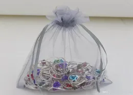 100pcs 15x20cm 10x15cm 30x40cm Sheer Drawstring Orgenza Jewelry Pouches Wedding Party Christmas Fave Gift Bags Silver 9420026