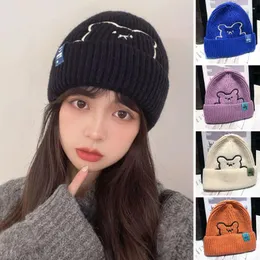 Berets Men Women Casual Ski Winter Embroidery Bear Pattern Beanie Caps Knitted Hat