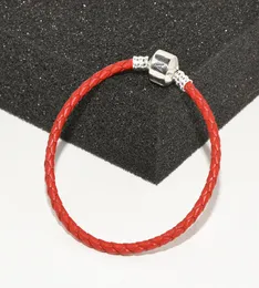 luxury designer jewelry mens bracelets Red Leather Hand Chain Original Box for Pandora 925 Sterling Silver Clasp Charm kids bracel2368445