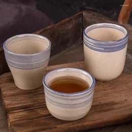Koppar tefat 2 st/set retro master te cup vintage keramisk grov keramik handmålad vatten kontor dricks espresso kaffemjölk muggar