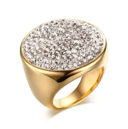 Titanium Steel IP Gold Poldado com altos shiny shiny shingones full women ring moda jewelry anéis de acessórios de ouro 698556272