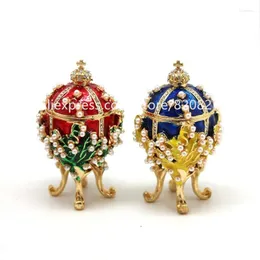 Schmuckbeutel Osterei Bejeweled Trinket Box Metall Tabletop Gifts Valley Russian Luxury Pearl
