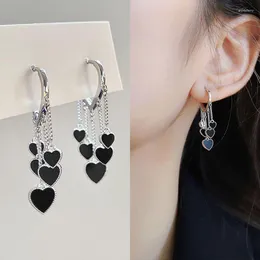 Hoop Earrings BLIJERY Charm Black Love Hearts Women's 2023 Fashion Design Heart Tassels Temperament Jewelry Gift
