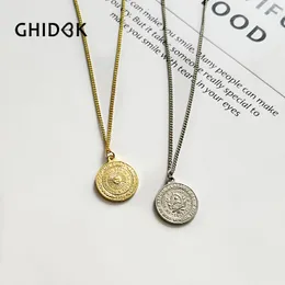 Pendant Necklaces GHIDBK Argentina Boho Gold Sun Coin Women Double Sided Celestial Medallion Chokers Delicate Design Collars