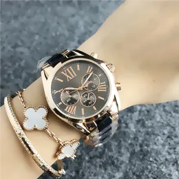 Mulheres assistem a moda clássica numerais romanos M Rose Gold Aço inoxidável Quartz Gemstone para Lady Gift Com Design Wristwatch Montres de Luxe