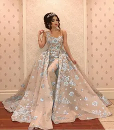 2019 Luxury Mermaid Evening Dresses With Detachable Train Beads Lace Appliqued Prom Gowns Elegant Formal Party Bridesmaid Pageant 8839016