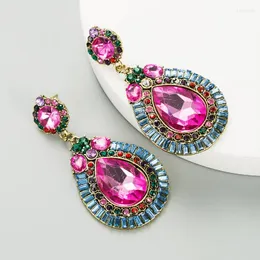 Baumeln Ohrringe Rosa Luxus Kristall Für Frauen Elegante Strass Aussage Anhänger Ohrring Hochzeit Mädchen Braut Schmuck Bijoux
