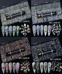 Acessórios de manicure de strass de arte de cristal na unha de cristal 3d shinstones shiests de acrílico 3d miçangas mistas de forma misturada Diy Craft2723212