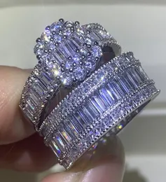Neuankömmling einzigartige Luxusschmuck handgefertigt 925 Sterling Silber Full Prinzessin geschnitten White Topaz CZ Diamond Eternity Frauen Hochzeit Ban8886680