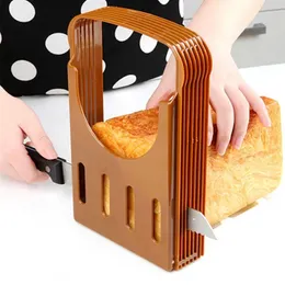 Bakningsverktyg bakverk bärbar brödskivare toast cutter smörgås tillverkare skivmaskin vikbar och justerbar lim rack skärguide