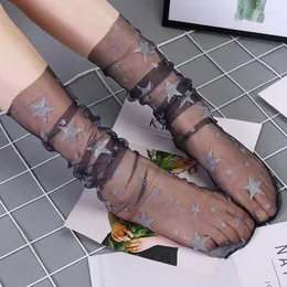 Frauen Socken Frauen Damen Mädchen Sommer Sexy Mesh Seide Für Weibliche Ultradünne Transparente Nylon Kurze Mit Spitze Gestickt