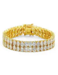 2018 18 carati placcato oro uomini fascino simulato diamante Miami bracciali cubani ghiacciato Bling strass catene gioielli hip hop mens jewer3047251