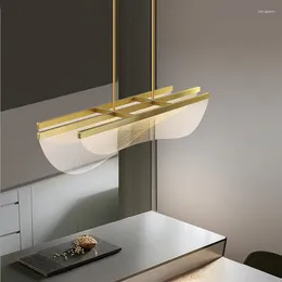 Lampes suspendues Simple Lustre Acrylique Moderne En Forme De Salon Classique Longue Table À Manger Lumières Bureau De Luxe El Lampe Avant