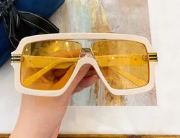 0900 Occhiali da sole quadrati grandi per donna Uomo Avorio Oro Giallo Lenti Oversize Occhiali da sole Occhiali da esterno Protezione UV400 Occhiali con scatola