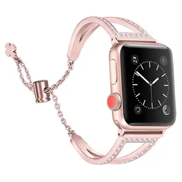 Luksusowe opaski blingowe do paska Apple Watch Ultra 8 49 mm iwatch 7 6 5 SE 4 3 41mm 45mm 40 mm 44mm 38/42mm Pulseira Diamond Bransoletka Bransoletka Biegła Bowce Kobiety