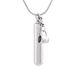 IJD9872 Stainless Steel Polish Cylinder With Cup Accessories Cremation Memorial Pendant for Ash Urn Keepsake Souvenir Jewelry for 8329821