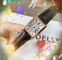 Luxury Lovers Roman Tank Quartz zegarki kobiety prostokąta kształt tarcza prawdziwy skórzany pasek moda złota bransoletka panie proste luksusowe popularne prezenty zegarkowe