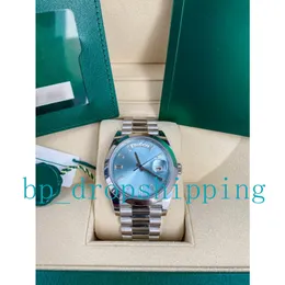 Zr Factory Men 's Watch 40mm Ice Blue Dial Daydate Diamond Time Scale 스테인레스 스틸 굴 스트랩 Ref.228206 회장 손목 시계 오리지널 박스