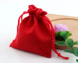 50pcs Linen Fabric Drawstring bags Candy Jewelry Gift Pouches Burlap Gift 10x14cm Red 6422222