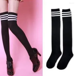 Women Socks Sexy Black White Striped Long Stockings For Thigh High Over The Knee Japanese Lolita Girls