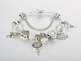 Fili braccialetto fascino perline di cristallo bianco fai da te gioielli ciondolo cuore intero166N3491369