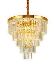 الفاخرة الحديثة الثريا الكريستال جولة غرفة المعيشة سلسلة الثريات الإضاءة المنزل ديكور الذهب LED قلادة مصباح Cristal lustre2635831