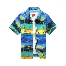 Erkekler Sıradan Gömlekler Erkek Kısa Kol Beach Hawaiian Gömlek Tropikal Yaz Baskı Düğmesi Erkekler Asya Boyut S-5XL Camisa Maskulina