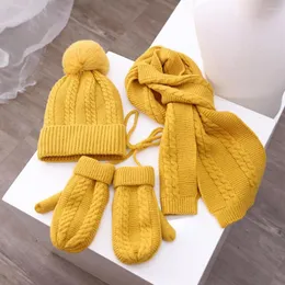 Шляпы 3pcs/Set Set Защита от ушей с кожей скручивание толстые флисовые мальчики для мальчиков длинные шляпы для шляп