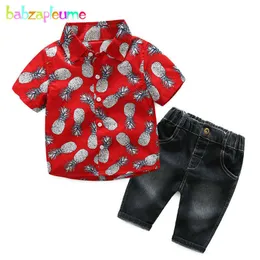 Zestawy odzieży 2PCS/3-7 Years/Summer Baby Boys Zestaw odzieży moda swoboda dziecięce koszula kowbojki butique ubrania dla dzieci garnitur BC1021 T230106