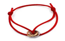 Aço inoxidável Trinity Ring String Charm Bracelet Três Anéis Alça de Mão Casal Pulseiras Para Mulheres Homens Moda Desinger Jóias 7105482