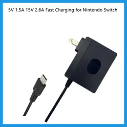 US Wall Charger AC Adapter Strömförsörjning 5V 1.5A 15V 2.6A Snabbladdning för Nintendo Switch Lite Dock Station och Pro Controller