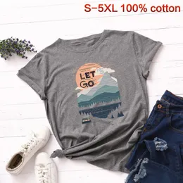 Women's T Shirts Summer Plus Size Basic Tees Tops Cotton Short Sleeve Shirt Leisure Sports Camping Print Harajuku Women Clothing1