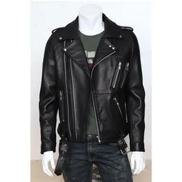 Mäns jackor Mens Läderjacka 2023 Autumn Winter Style Motorcykelplagg Multi-Zipper Lapel Kort design S-5XL