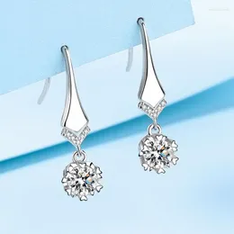 Dangle Küpe 5mm 0.5Ct Moissanite Kolye Diamond Test S925 STERLING Gümüş Süper Flash Kadın Mücevherleri