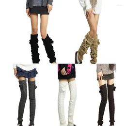 Dames Sokken Herfst Winter Effen Kleur Twist Gebreide Footless Stretch Dij Hoge Bandage Elasticiteit Voor Meisjes 6 Kleuren