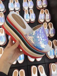 Slippers Special Предложение Sequin Women Outdoor Summer Fashion Shoes High Platform Heels качество подлинная кожа