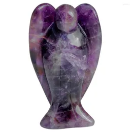 Smycken påsar tumbeelluwa 3 tum naturlig ametist pocket guardian ängel figur staty reiki healing crystal