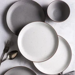 Tallrikar 32 st/set nordisk stil keramisk platta set familj 6 person middag måltid grunt risskål