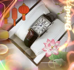 人気の米国女性腕時計四角形ローマタンクシリーズクォーツバッテリーレディース本革ベルト女性ビジネスエレガントな年次爆発腕時計ギフト