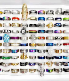 Style Fashion Mix 10pcslot Stainless Steel Ring Good Metal Band Rings SilveryBlackGolden Men Wedding Jewelry Gift3570642