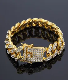 Herren Hip Hop Bling Gold Armbänder Iced Out Miami Cuban Link Chain Diamant Armband Jewelry5062747