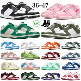 Panda Pink Low Running Shoes Lows White Black Team Green Gray Fog Medium Olive Dunkies Mens Mens Womens Outdoor Sports Sneakers Sneakers