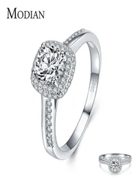 MODIAN genuino 925 sterling in argento rotondo chiaro chircic zircronia anelli di fidanzamento per le donne dichiarazioni di promessa di gioielletti regalo9852492