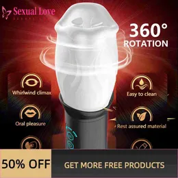 Oggetti di bellezza Vagina maschio maschio maschio a 360 gradi tazza rotante pompino pompino succhiatore vibratore potenti giocattoli sexy per uomini