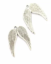 100pcslot argento antico lega ali di angelo cuore pendenti di fascini per gioielli fai da te che fanno risultati 21x19mm7546972