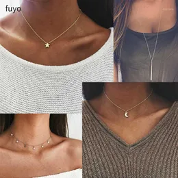 Choker 2 Pieces Heart Star Moon Necklaces Coin Bohemian Pendant Necklace For Women Girl Round On Neck Chocker Jewelry Bijoux1